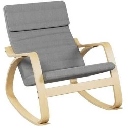 BAMNY Fauteuils à Bascule En Bois, Fauteuil Lecture Pour Salon Jardin Chambre Et Balcon, Chaise Avec Accoudoir, Gris, 88x67x99 Cm