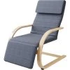 BAMNY Fauteuil De Relaxation, Avec Accoudoirs En Bois, Fauteuil à Bascule Réglable En 5 Niveaux, Pour Salon, Chambre, Jardin, Balcon, Gris, Peut Supporter 150 Kg