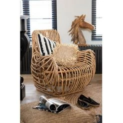 HELLIN Fauteuil En Rotin Naturel - LOTUS - Beige -Pas Cher Fauteuil Magasin 49302703 2