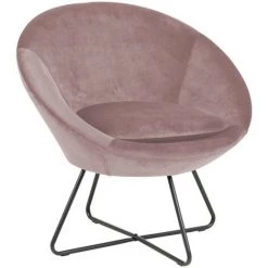 HELLIN Fauteuil Moderne En Velours Et Métal - SCOTT - Rose