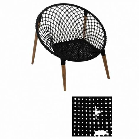 Fauteuil Fil Pieds En Bois De Manguiers Atmosphera - Noir - Noir 7 Fauteuil Fil Pieds En Bois De Manguiers Atmosphera - Noir - Noir – Image 5