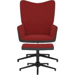 VidaXL Chaise De Détente Et Repose-pied Rouge Bordeaux Velours Et PVC - Rouge -Pas Cher Fauteuil Magasin 49474111 4