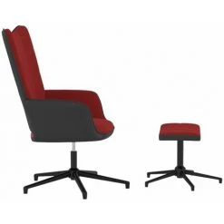 VidaXL Chaise De Détente Et Repose-pied Rouge Bordeaux Velours Et PVC - Rouge -Pas Cher Fauteuil Magasin 49474111 5