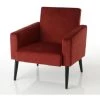 Amadeus - Fauteuil Armand Velours Rouge - Rouge 2 Amadeus - Fauteuil Armand Velours Rouge - Rouge -Pas Cher Fauteuil Magasin 49513576 1