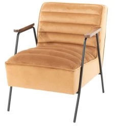 Amadeus - Fauteuil Hutch En Velours Bronze - Jaune