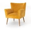 Amadeus - Fauteuil Léon Jaune En Velours Côtelé Et Bois - Jaune -Pas Cher Fauteuil Magasin 49514650 1