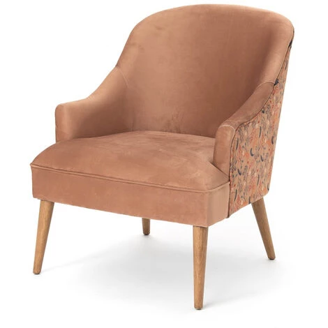 Amadeus - Fauteuil Mike En Velours Rose - Rose 3 Amadeus - Fauteuil Mike En Velours Rose - Rose