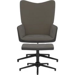 VidaXL Chaise De Relaxation Avec Repose-pied Gris Foncé Velours Et PVC - Gris 10 VidaXL Chaise De Relaxation Avec Repose-pied Gris Foncé Velours Et PVC - Gris -Pas Cher Fauteuil Magasin 49610196 4