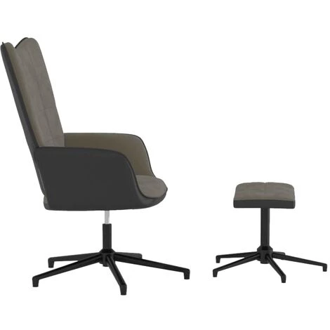 VidaXL Chaise De Relaxation Avec Repose-pied Gris Foncé Velours Et PVC - Gris 7 VidaXL Chaise De Relaxation Avec Repose-pied Gris Foncé Velours Et PVC - Gris – Image 5
