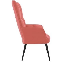 Chaise De Relaxation Velours Rose VidaXL -Pas Cher Fauteuil Magasin 49610238 4