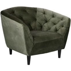 HELLIN Fauteuil En Velours Capitonné - RIA - Vert