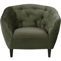 HELLIN Fauteuil En Velours Capitonné - RIA - Vert -Pas Cher Fauteuil Magasin 49701467 3