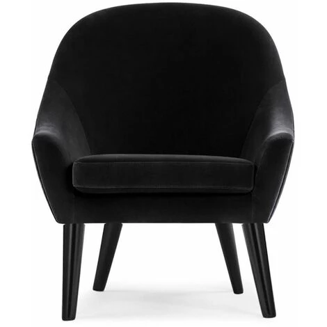 Paris Prix - Fauteuil Scandinave En Velours "ulla" 88cm Noir 4 Paris Prix - Fauteuil Scandinave En Velours "ulla" 88cm Noir – Image 2