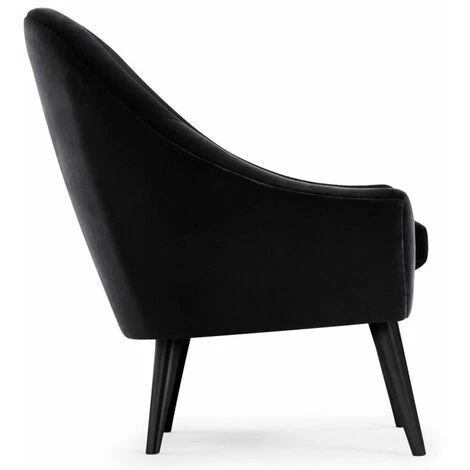 Paris Prix - Fauteuil Scandinave En Velours "ulla" 88cm Noir 5 Paris Prix - Fauteuil Scandinave En Velours "ulla" 88cm Noir – Image 3