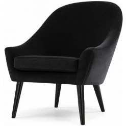 Paris Prix - Fauteuil Scandinave En Velours "ulla" 88cm Noir 9 Paris Prix - Fauteuil Scandinave En Velours "ulla" 88cm Noir -Pas Cher Fauteuil Magasin 49750902 4