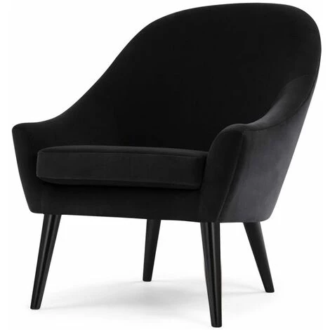 Paris Prix - Fauteuil Scandinave En Velours "ulla" 88cm Noir 6 Paris Prix - Fauteuil Scandinave En Velours "ulla" 88cm Noir – Image 4