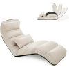 COSTWAY Fauteuil Relax Salon En Faux Daim Pliable, Réglable Sur 5 Positions Chaise De Relaxation Rembourrée Fauteuil Sol Pour Salon, Mobilier De Bureau, Chambre, Beige -Pas Cher Fauteuil Magasin 49752506 1