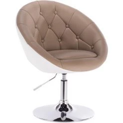 WOLTU Fauteuil De Bar En Similicuir.Tabouret De Bar Avec Accoudoir.Chaise De Loisir Rotatif.hauteur Réglable.Kaki+Blanc