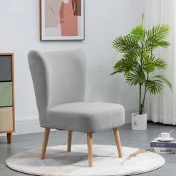 NORDLYS Fauteuil De Salon Crapaud Scandinave Avec Pieds Bois Et Tissu Hetre - Gris -Pas Cher Fauteuil Magasin 49818830 2