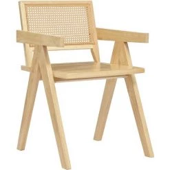 NORDLYS Chaise De Salle A Manger Scandinave En Bois Dossier Rotin Cannage Fresne - Marron