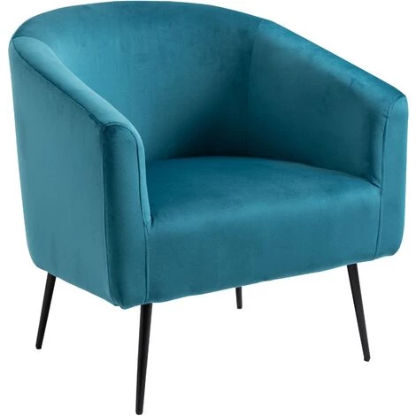 NORDLYS Fauteuil De Salon Scandinave Design Pieds Metal Velours - Bleu Canard 3 NORDLYS Fauteuil De Salon Scandinave Design Pieds Metal Velours - Bleu Canard