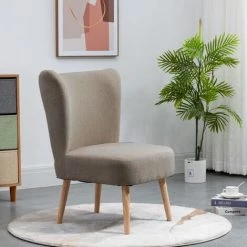 NORDLYS Fauteuil De Salon Crapaud Scandinave Avec Pieds Bois Et Tissu Hetre - Marron -Pas Cher Fauteuil Magasin 49818890 3