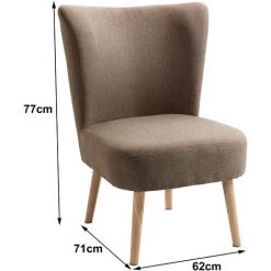 NORDLYS Fauteuil De Salon Crapaud Scandinave Avec Pieds Bois Et Tissu Hetre - Marron -Pas Cher Fauteuil Magasin 49818890 5