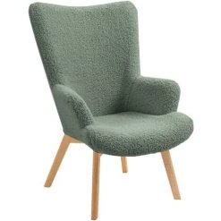 NORDLYS Fauteuil De Salon Scandinave Pieds Bois Laine - Gris