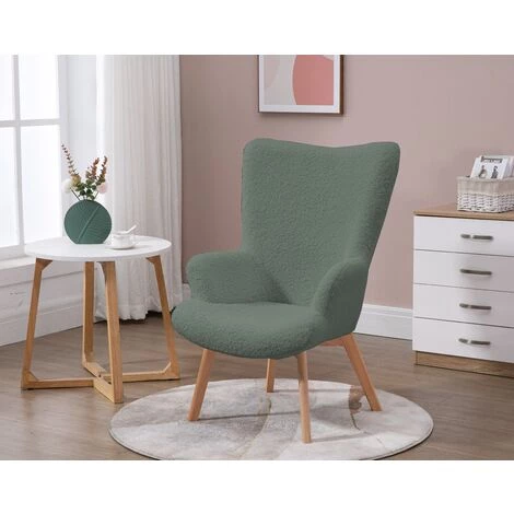 NORDLYS Fauteuil De Salon Scandinave Pieds Bois Laine - Gris 4 NORDLYS Fauteuil De Salon Scandinave Pieds Bois Laine - Gris – Image 2