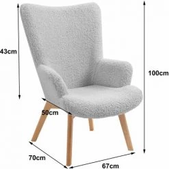 NORDLYS Fauteuil De Salon Scandinave Pieds Bois Laine - Gris 9 NORDLYS Fauteuil De Salon Scandinave Pieds Bois Laine - Gris -Pas Cher Fauteuil Magasin 49818891 4