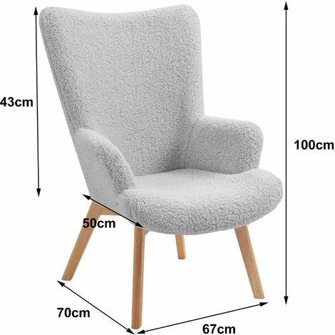 NORDLYS Fauteuil De Salon Scandinave Pieds Bois Laine - Gris 6 NORDLYS Fauteuil De Salon Scandinave Pieds Bois Laine - Gris – Image 4