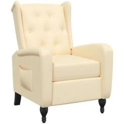 Fauteuil Inclinable Velours Crème VidaXL 8 Fauteuil Inclinable Velours Crème VidaXL -Pas Cher Fauteuil Magasin 49924971 2