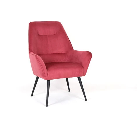 HERDASA Fauteuil En Velours Côtelé Rouge Et Pieds En Métal Noir, Modèle Hiver 3 HERDASA Fauteuil En Velours Côtelé Rouge Et Pieds En Métal Noir, Modèle Hiver