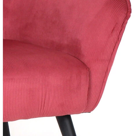 HERDASA Fauteuil En Velours Côtelé Rouge Et Pieds En Métal Noir, Modèle Hiver 7 HERDASA Fauteuil En Velours Côtelé Rouge Et Pieds En Métal Noir, Modèle Hiver – Image 5