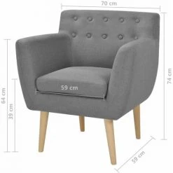 Fauteuil Tissu Gris Clair VidaXL -Pas Cher Fauteuil Magasin 4993965 5