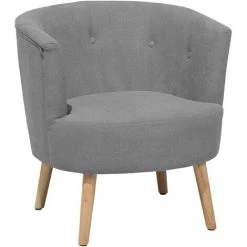 BELIANI Fauteuil Club En Tissu Gris Clair - Gris