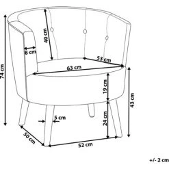 BELIANI Fauteuil Club En Tissu Gris Clair - Gris -Pas Cher Fauteuil Magasin 4994385 3