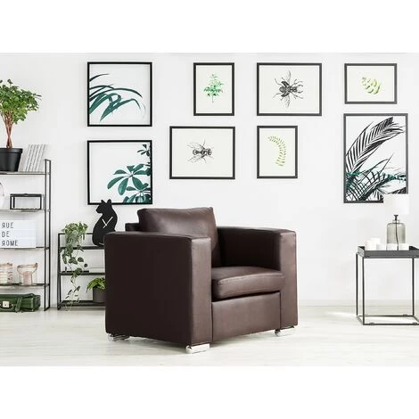 BELIANI Fauteuil En Cuir Brun - - Marron 3 BELIANI Fauteuil En Cuir Brun - - Marron – Image 2