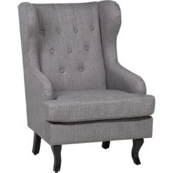 BELIANI Fauteuil En Tissu Tapissé Gris - Gris