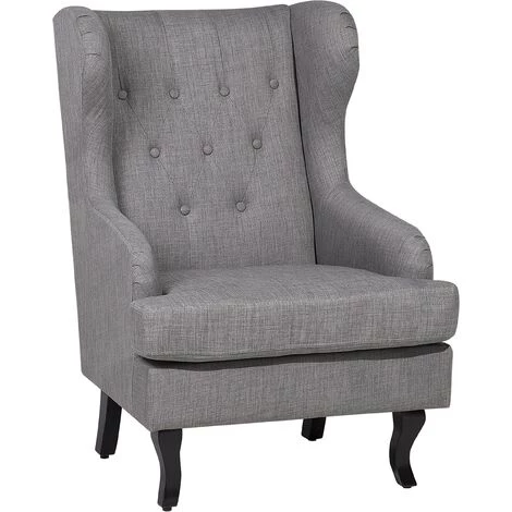 BELIANI Fauteuil En Tissu Tapissé Gris - Gris 3 BELIANI Fauteuil En Tissu Tapissé Gris - Gris