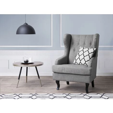 BELIANI Fauteuil En Tissu Tapissé Gris - Gris 4 BELIANI Fauteuil En Tissu Tapissé Gris - Gris – Image 2