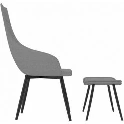 Hommoo Chaise De Canape Avec Repose-pied Gris Clair Tissu -Pas Cher Fauteuil Magasin 49986280 3