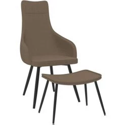 Hommoo Chaise De Canape Avec Repose-pied Taupe Tissu