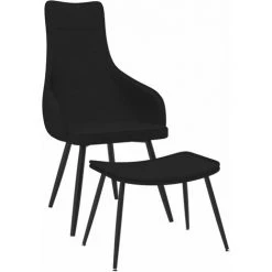 Hommoo Chaise De Canape Avec Repose-pied Noir Tissu