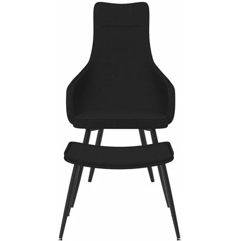 Hommoo Chaise De Canape Avec Repose-pied Noir Tissu 4 Hommoo Chaise De Canape Avec Repose-pied Noir Tissu – Image 2