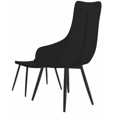 Hommoo Chaise De Canape Avec Repose-pied Noir Tissu 6 Hommoo Chaise De Canape Avec Repose-pied Noir Tissu – Image 4