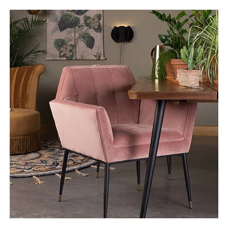 DUTCHBONE Fauteuil 71,5x63,5x86 Cm En Velours Rose - KATE 3 DUTCHBONE Fauteuil 71,5x63,5x86 Cm En Velours Rose - KATE