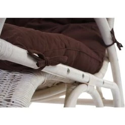 MEND Fauteuil à Bascule Jody En Rotin Blanc Rembourrage Marron -Pas Cher Fauteuil Magasin 50094104 5