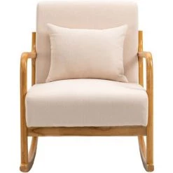 NORDLYS Rocking Chair Chaise A Bascule Scandinave Tissu Hevea - Beige -Pas Cher Fauteuil Magasin 50251960 3