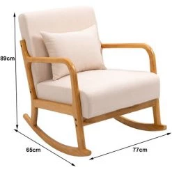 NORDLYS Rocking Chair Chaise A Bascule Scandinave Tissu Hevea - Beige -Pas Cher Fauteuil Magasin 50251960 5